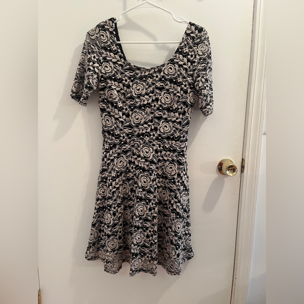 Black and white rose dress